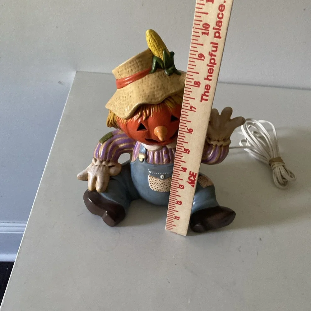 Vintage 1983 Gare Ceramic Halloween Light Up  Pumpkin Scarecrow